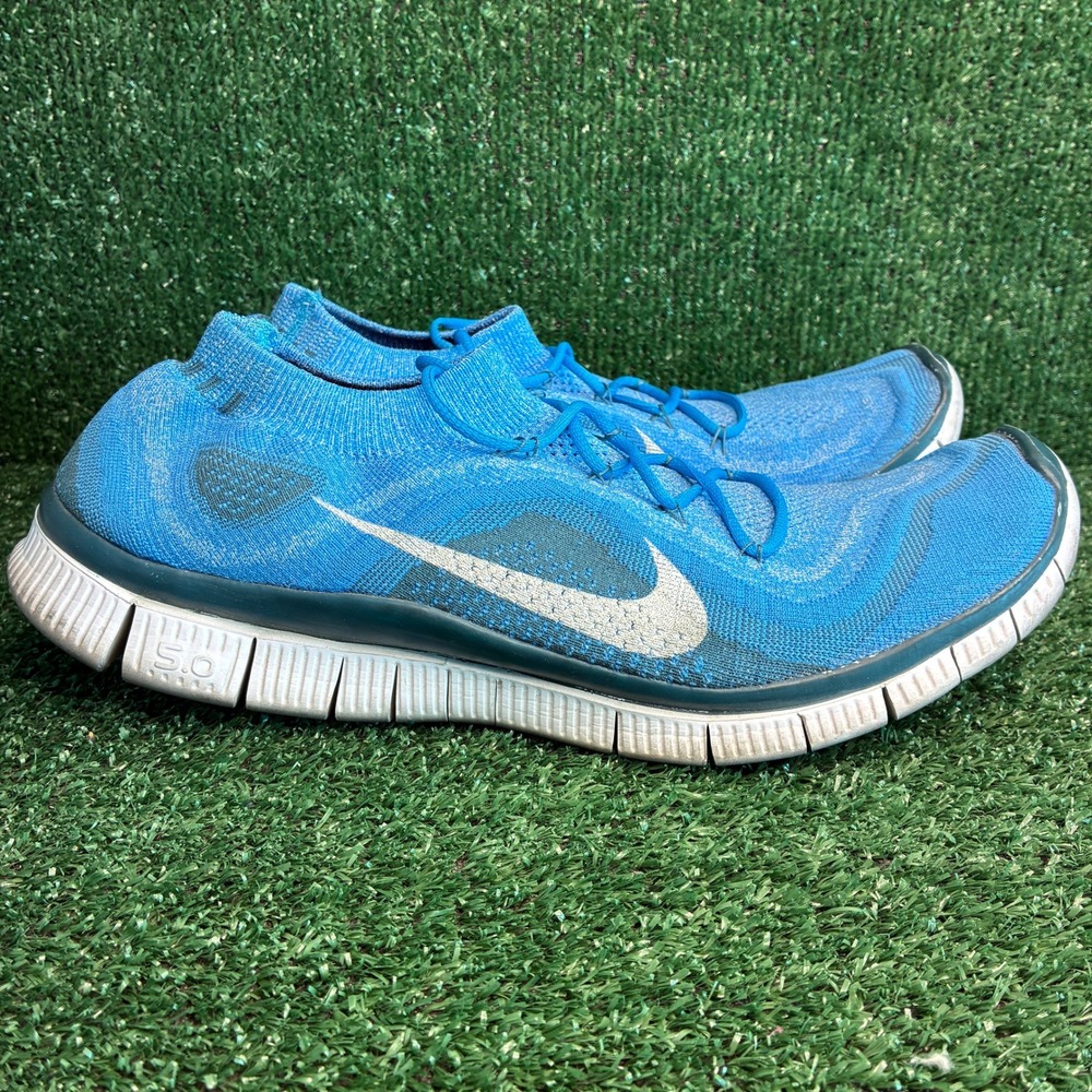 Nike Free Flyknit Running Lightweight Breathable Athletic Shoe Blue Mens Size 14
